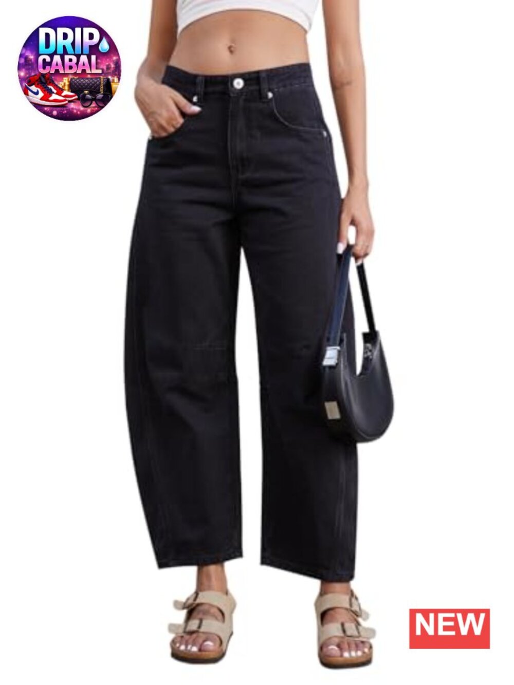 Baggy Wide Leg Barrel Jeans Mid Rise Stretchy Ankle Denim Pants for Women